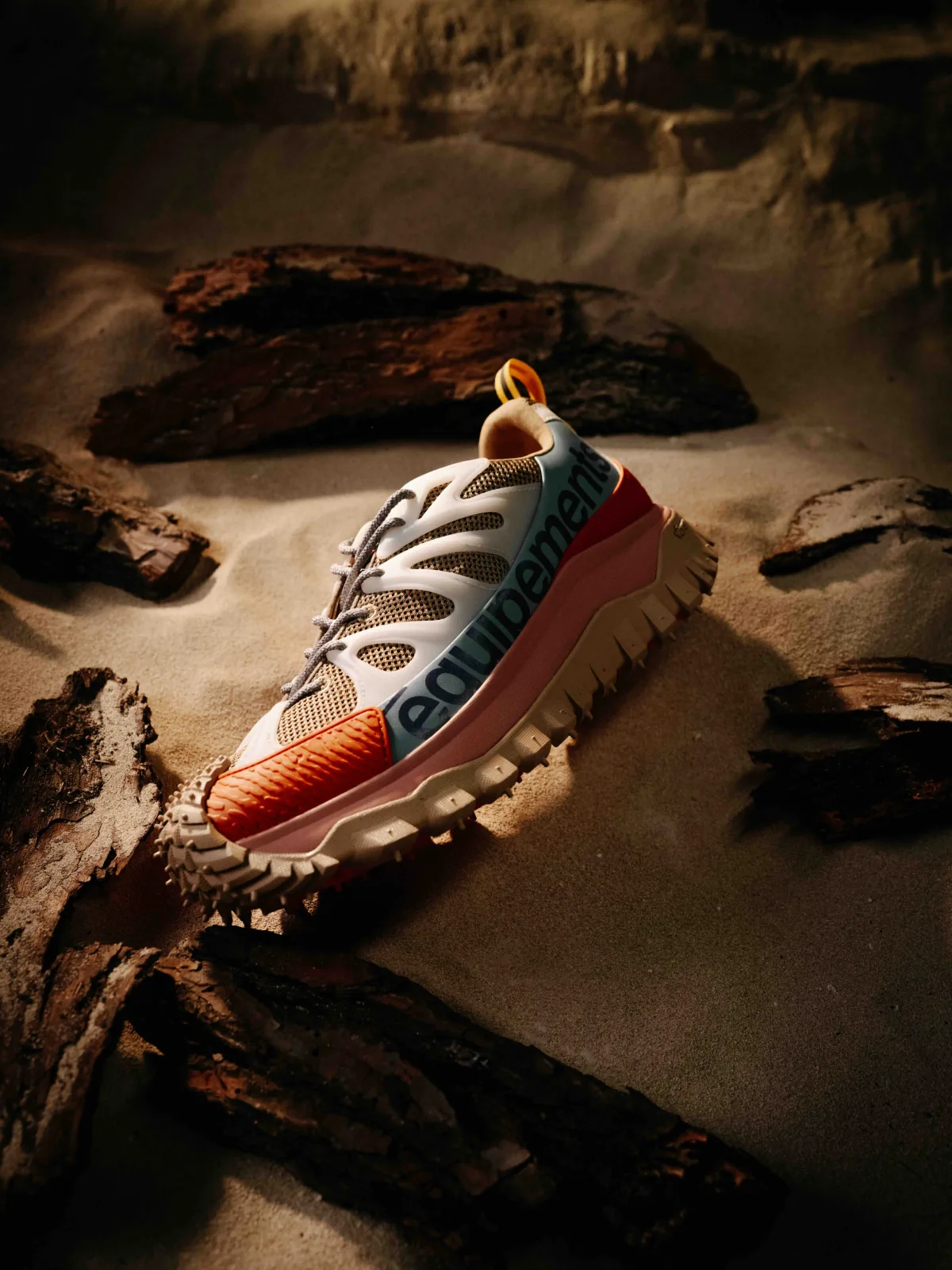 Fashion still from RESH moncler campaign — frame with sneakers