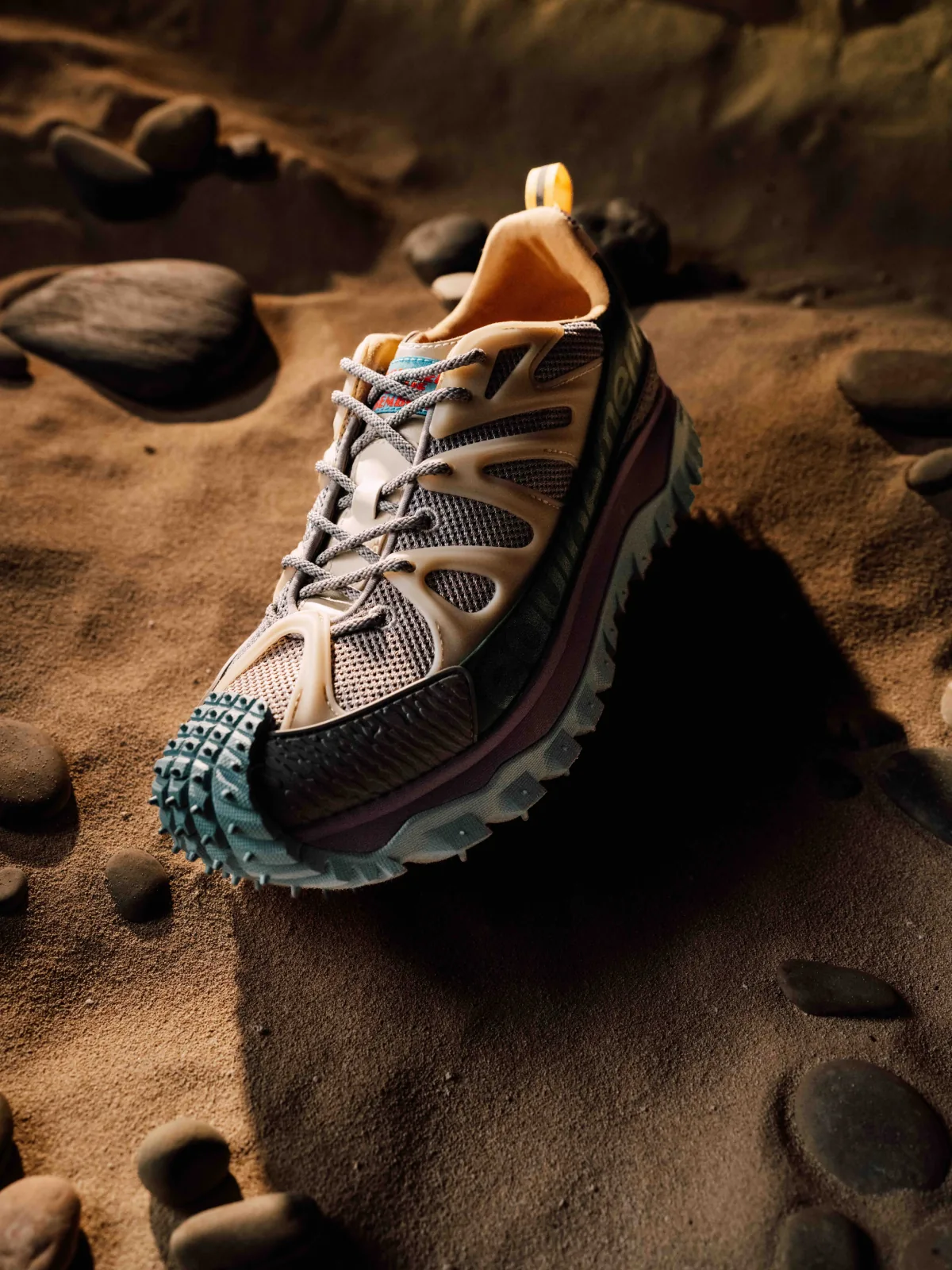 Fashion still from RESH moncler campaign — frame with sneakers
