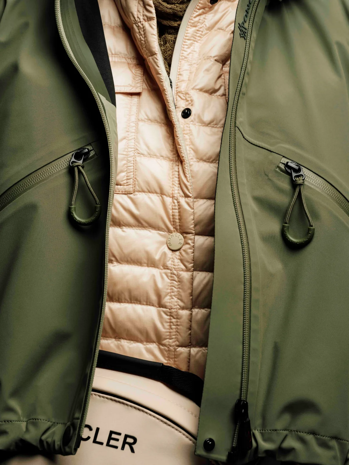 Fashion still from RESH Moncler Grenoble campaign — close look jacket